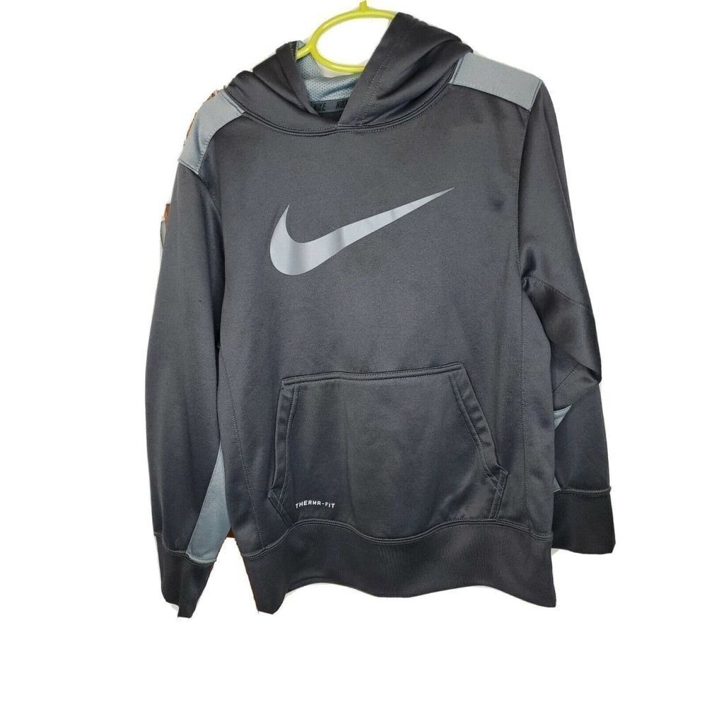 Boy's Nike Therma-Fit Grey Grey Swoosh Hoodie Sweatshirt Size Youth Small
